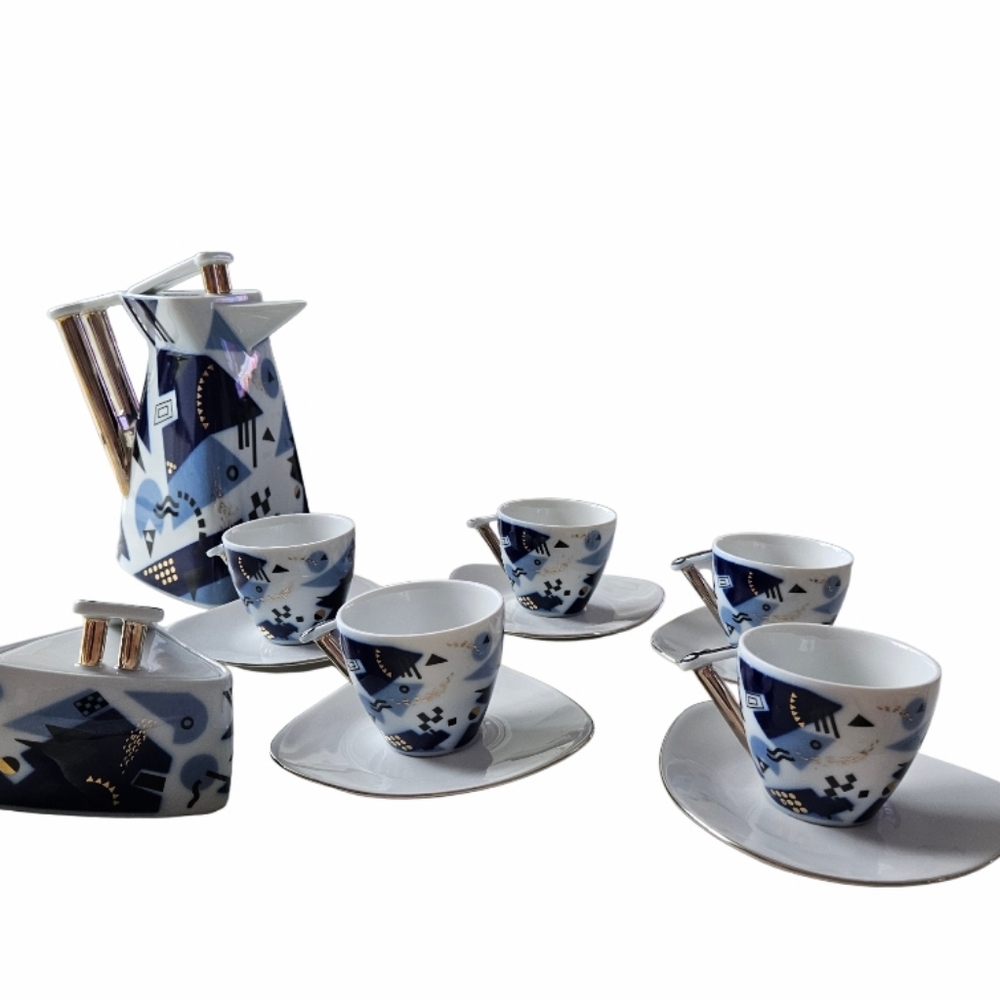 Vintage Karlovasky Porcelen  Postmodern " Delta Luxery Set Of 5 Esprosso/ Tea - Picture 2 of 16